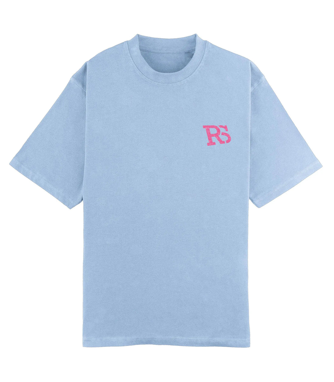 Ocean blue RidderStone men’s t-shirt with minimal RS logo – bold streetwear fashion