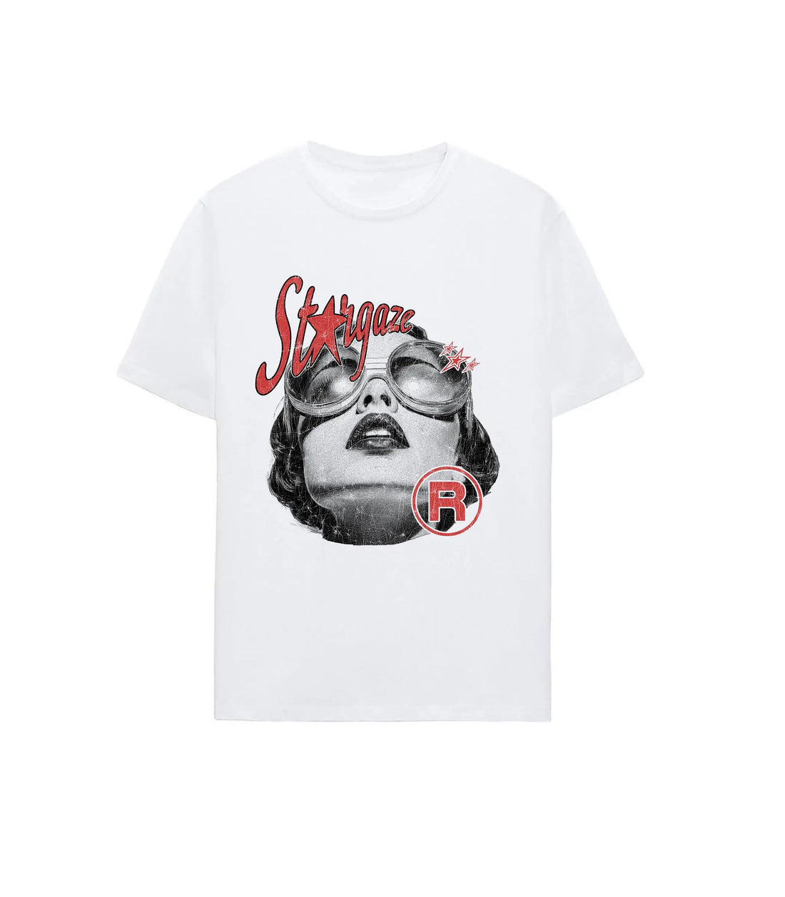 RidderStone StarGaze white graphic t-shirt for men – bold retro design with artistic face print and streetwear vibe 