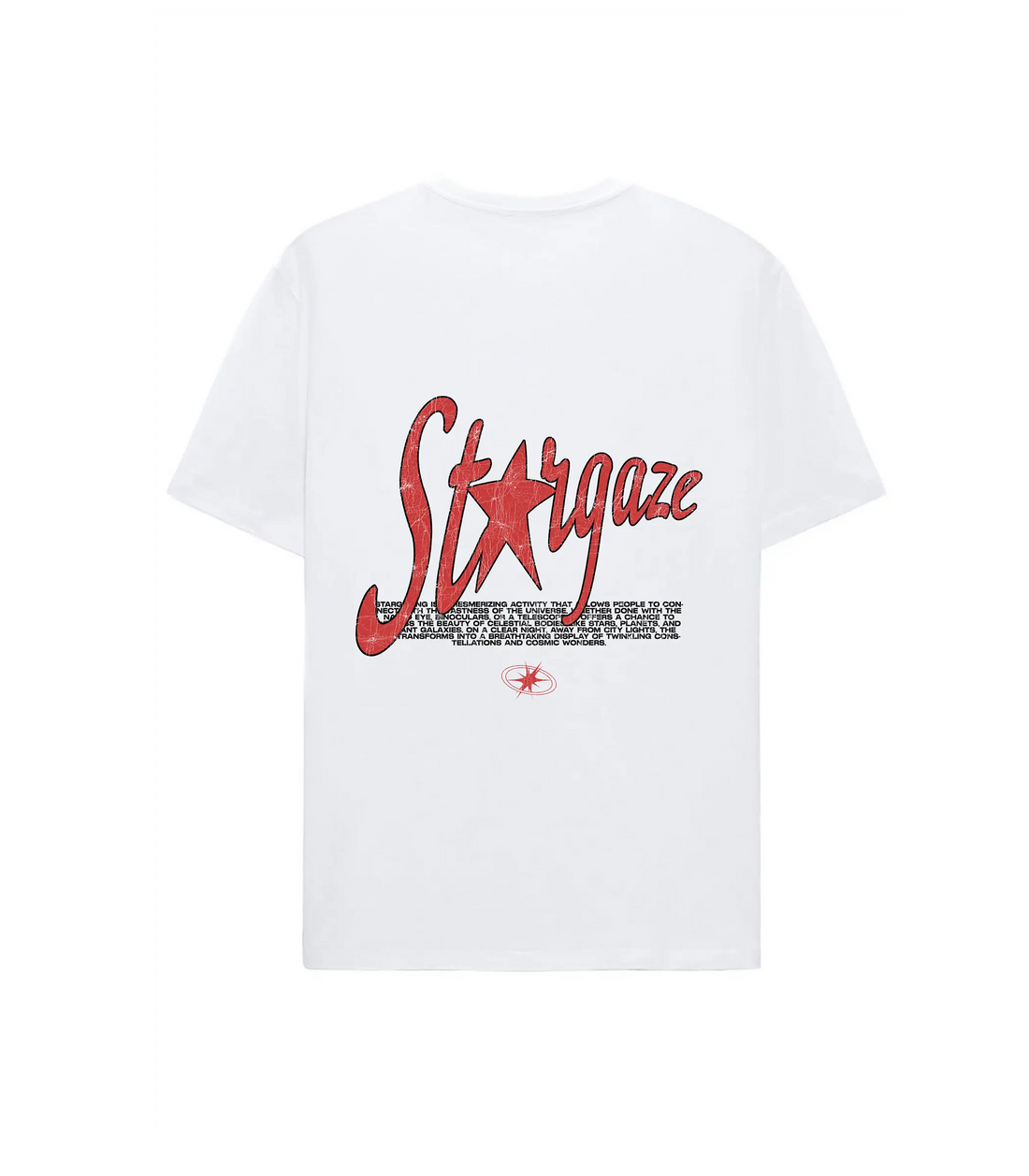 RidderStone StarGaze white t-shirt for men – minimal text design with bold retro streetwear typography